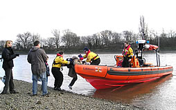 High tide catches group at Chiswick Eyot 