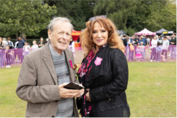 Harriet Thorpe judging 'Fancy Dress of Adults and Dog' with John Leeson