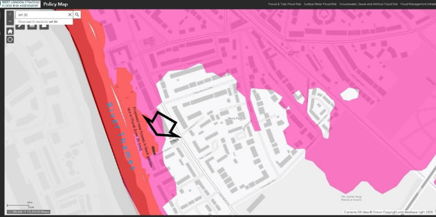 Map showing flood risk designation in the area