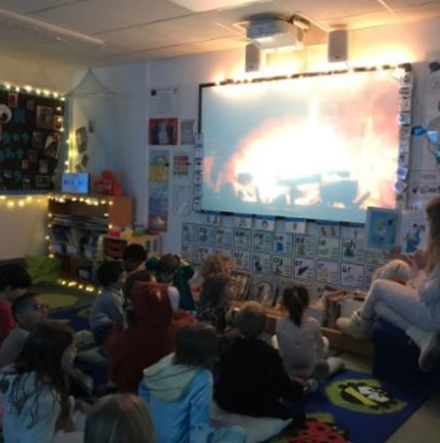 grove park primary children watch a film