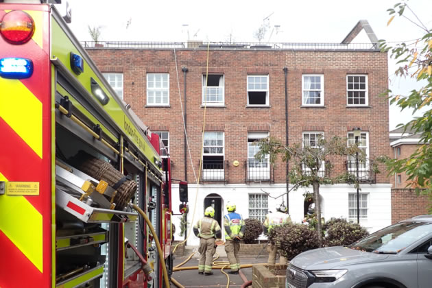 Firefighters at the scene at Millers Court