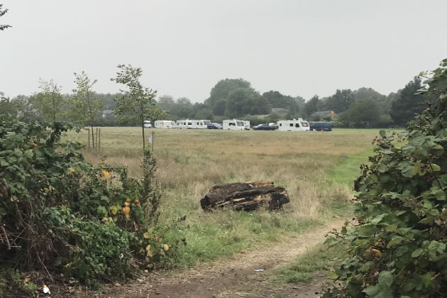 The encampment on Dukes Meadows on Friday evening 