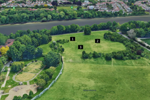 The position of the turbines viewed from the north of Dukes Meadows. Picture: chiswickwindfarm.com 